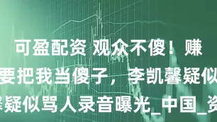 可盈配资 观众不傻！赚我的钱，还要把我当傻子，李凯馨疑似骂人录音曝光_中国_资本_因为
